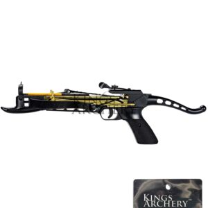 KingsArchery Pistol Crossbow Self-Cocking 80 LBS with Adjustable Sights and a Total of 63 Aluminim Arrow Bolt Set