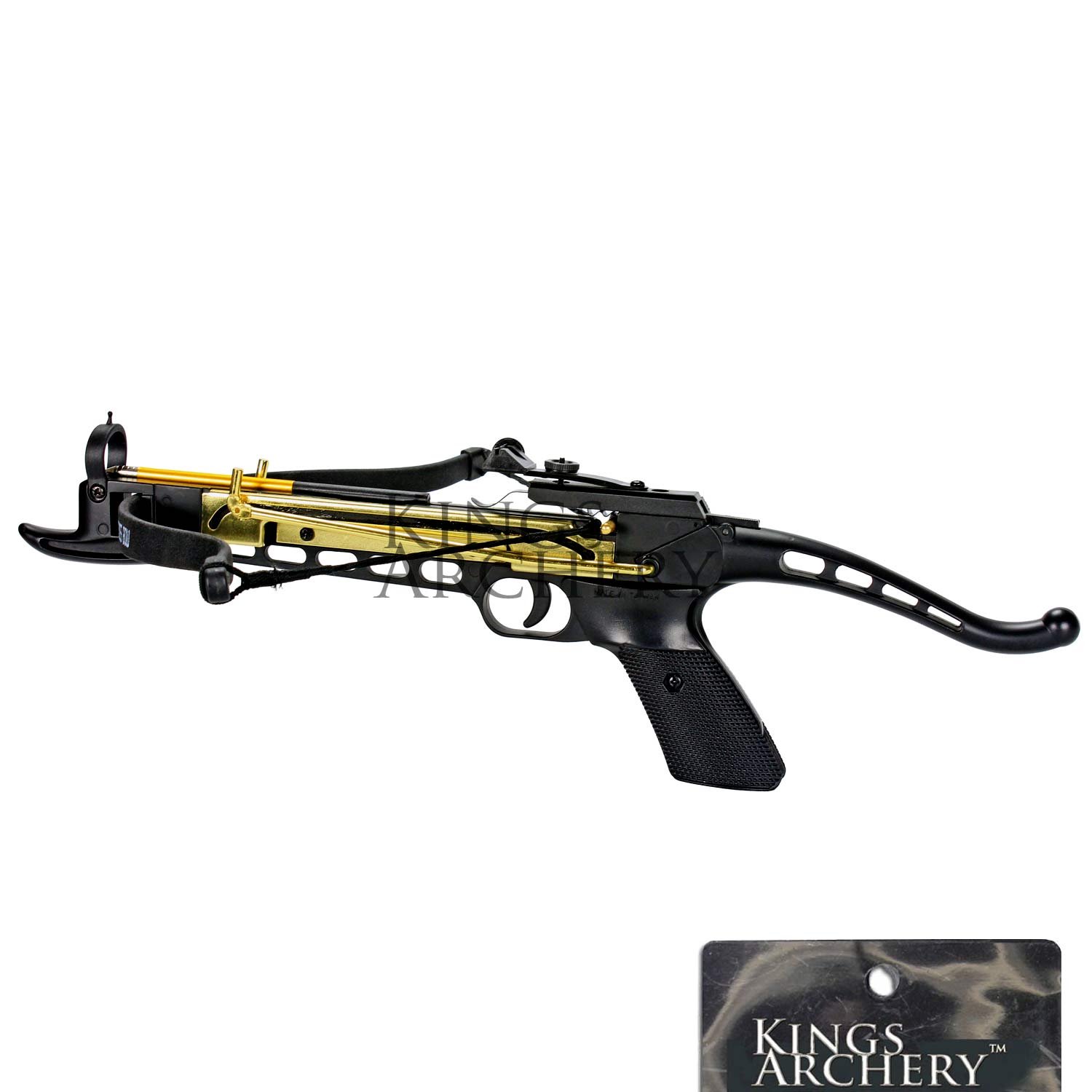 KingsArchery Pistol Crossbow Self-Cocking 80 LBS with Adjustable Sights, 3 Aluminium Arrow Bolts, and Bonus 120-pack of Colored PVC Arrow Bolts