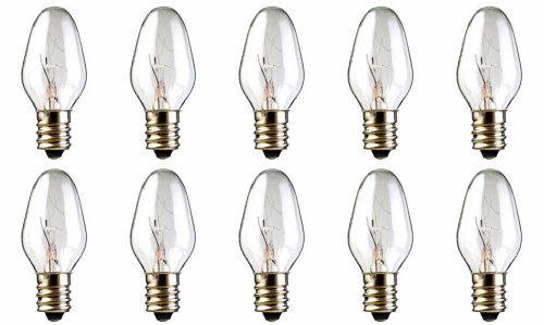 CEC Industries #15C7 120V Bulbs, 120 V, 15 W, E12 Base, C-7 shape (Box of 10)