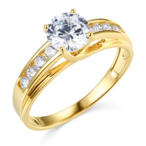 14k yellow gold solid wedding engagement ring - size 7