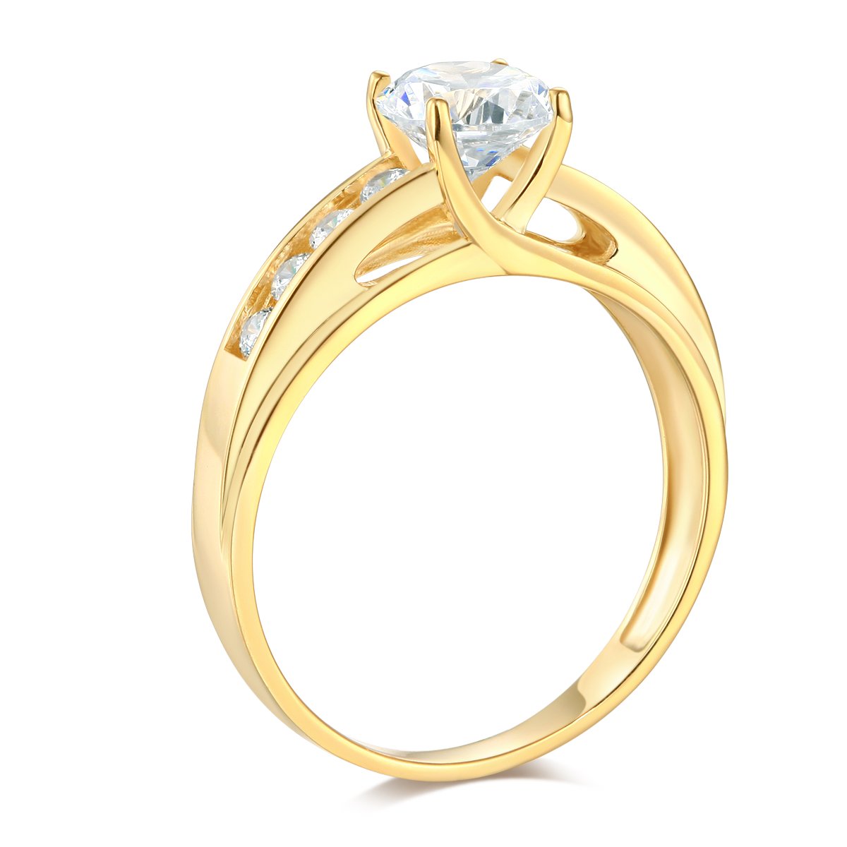 14k Yellow Gold SOLID Wedding Engagement Ring - Size 7