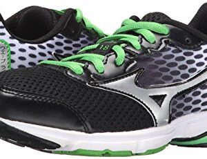 Mizuno Wave Rider 18 Junior Kids Running Shoe (Little Kid/Big Kid), Black/Classic Green, 2.5 M US Little Kid