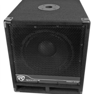 Rockville Bass Gig Active Powered PA Subwoofer DJ/Pro 1200 Watt, 10 inch (RBG10S), Black