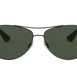 Ray-Ban Men's RB3526 Aviator Sunglasses, Matte Black/Dark Green, 63 mm