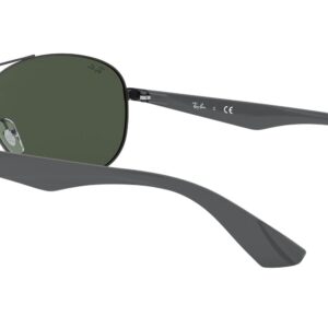 Ray-Ban Men's RB3526 Aviator Sunglasses, Matte Black/Dark Green, 63 mm