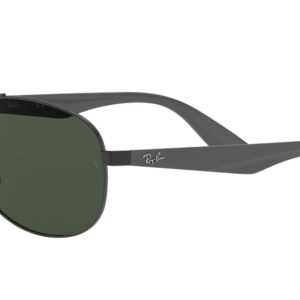 Ray-Ban Men's RB3526 Aviator Sunglasses, Matte Black/Dark Green, 63 mm