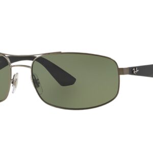 Ray-Ban Men's RB3527 Rectangular Sunglasses, Matte Gunmetal/Polarized Green, 61 mm