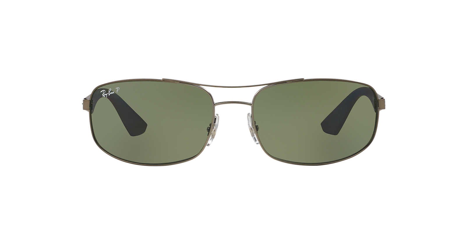 Ray-Ban Men's RB3527 Rectangular Sunglasses, Matte Gunmetal/Polarized Green, 61 mm