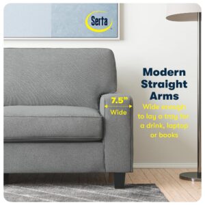 Serta Palisades 73" Track Arm Sofa, Easy Care Polyester, Soft Pillow Back, Pocket Coil Seat Cushions, Removable Covers, Loveseat or Couch for Small Spaces, Living Rooms or Bedrooms, Glacial Gray