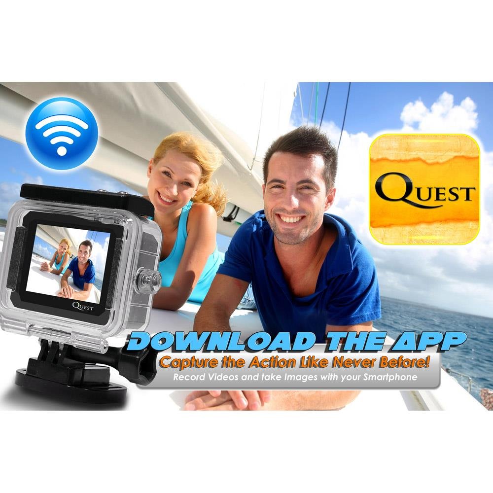 Sound Around Gear Pro Quest Wi-Fi Action Cam, Full HD Hi-Resolution 1080p Video, 16 Mega Pixel Camera, 2.0'' LCD Display, Wireless Remote, Free Downloadable App, Waterproof Case, Black, (GDV995BK)