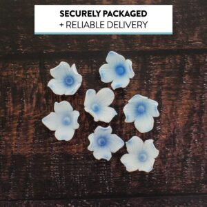 Global Sugar Art Hydrangea Blossom Sugar Cake Flowers White/Blue, Unwired, 36 Count by Chef Alan Tetreault