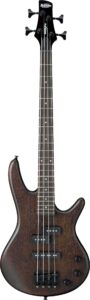 ibanez 4 string bass guitar, right, walnut flat (gsrm20bwnf)