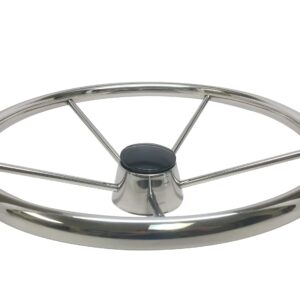 Pactrade Marine 13 1/2" Destroyer SS304 Steering Wheel 5 Spoke Plastic Black Cap