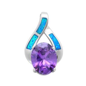 lab opal & simulated amethyst & larimar fashion .925 sterling silver pendant colors available (lab created blue opal & simulated amethyst)