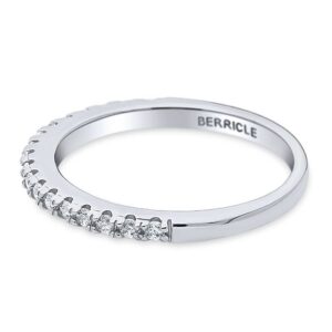 BERRICLE Sterling Silver Wedding Rings Pave Set Cubic Zirconia CZ Half Eternity Ring for Women, Rhodium Plated Size 5