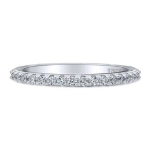 BERRICLE Sterling Silver Wedding Rings Pave Set Cubic Zirconia CZ Half Eternity Ring for Women, Rhodium Plated Size 5