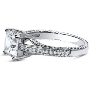 BERRICLE Sterling Silver Solitaire Wedding Engagement Rings 2 Carat Princess Cut Cubic Zirconia CZ Art Deco Promise Ring for Women, Rhodium Plated Size 4.5