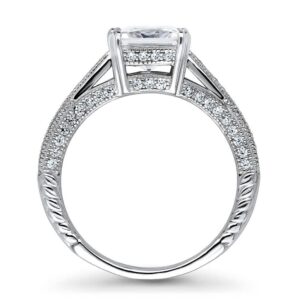 BERRICLE Sterling Silver Solitaire Wedding Engagement Rings 2 Carat Princess Cut Cubic Zirconia CZ Art Deco Promise Ring for Women, Rhodium Plated Size 4.5