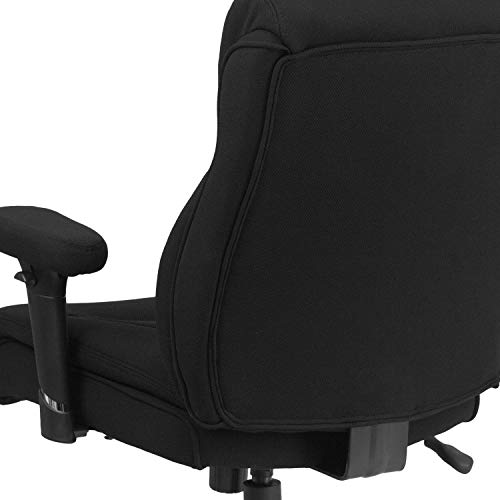 Flash Furniture HERCULES Series Big & Tall 400 lb. Rated Black Fabric Ergonomic Task Office Chair with Line Stitching and Adjustable Arms