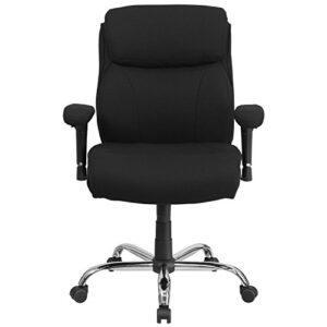 Flash Furniture HERCULES Series Big & Tall 400 lb. Rated Black Fabric Ergonomic Task Office Chair with Line Stitching and Adjustable Arms