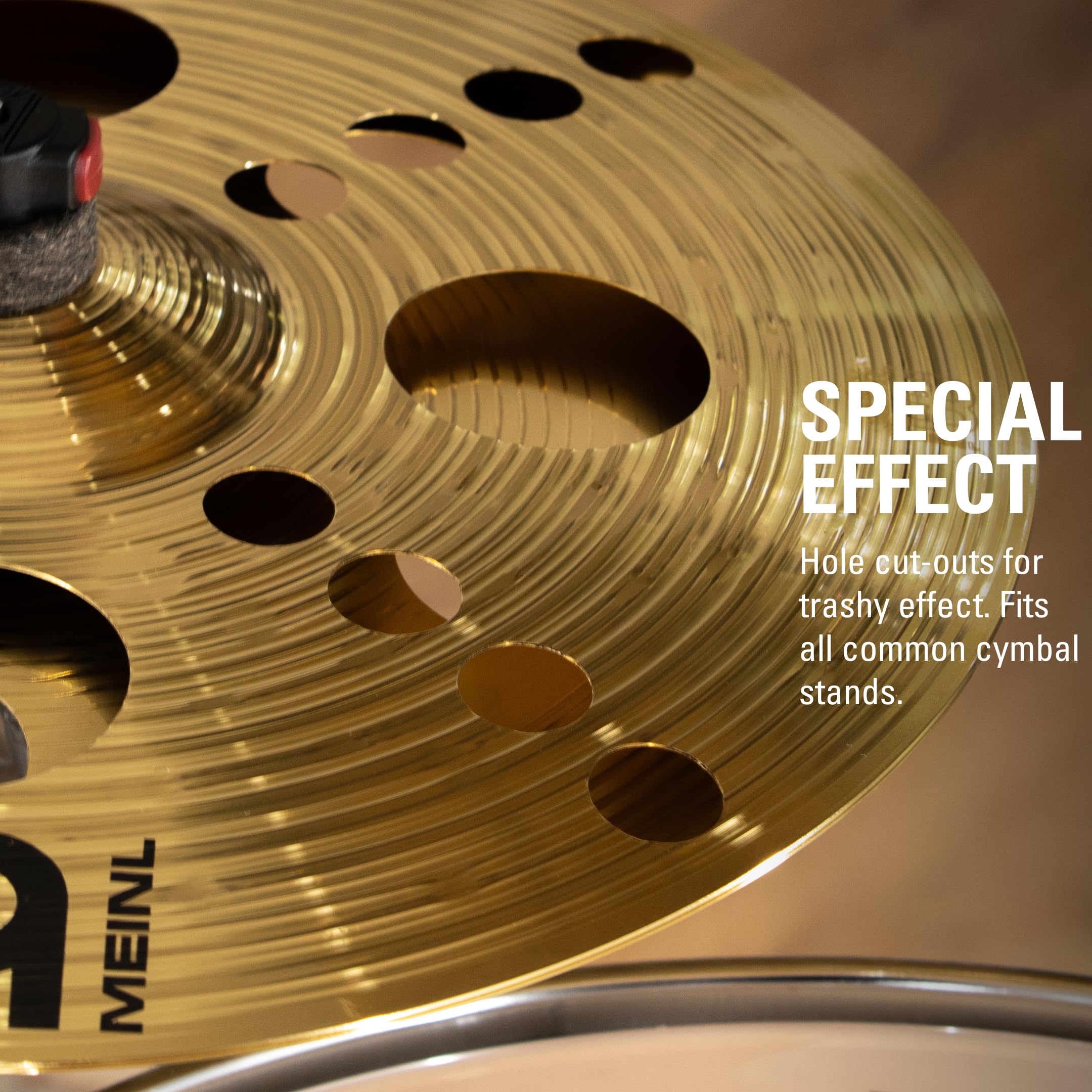 Meinl 14" Trash Stack Cymbal Pair with Holes - HCS Traditional Finish Brass for Drum Set, Made In Germany, 2-YEAR WARRANTY (HCS14TRS)