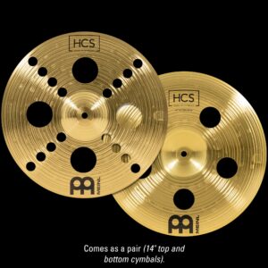 Meinl 14" Trash Stack Cymbal Pair with Holes - HCS Traditional Finish Brass for Drum Set, Made In Germany, 2-YEAR WARRANTY (HCS14TRS)