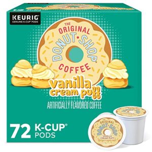 the original donut shop vanilla cream puff keurig single-serve k-cup pods, medium roast coffee, 72 count (6 packs of 12)