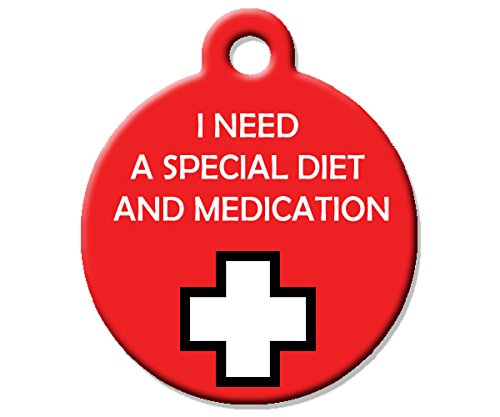 Medical Alert Dog Cat Pet ID Tag - "I Need A Special Diet and Medication" - Perso...