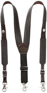 nocona belt co. men's star basket leather suspender, brown, xx-large