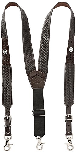 Nocona Belt Co. Men's Star Basket Leather Suspender, Brown, XX-Large