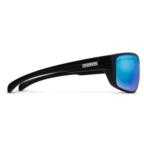 Suncloud Milestone Polarized Sunglasses – 100% UV Protection – Comfortable Fit, Trendy Design – for Men & Women – Matte Black + Polarized Blue Mirror Lenses