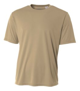 a4 men's cooling performance crew short sleeve t-shirt, sand, medium