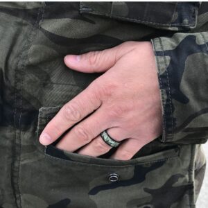 Camo Wedding Rings Set His and Hers 3 Rings Set, Stainless Steel and Titanium (Size His 08, Hers 09)