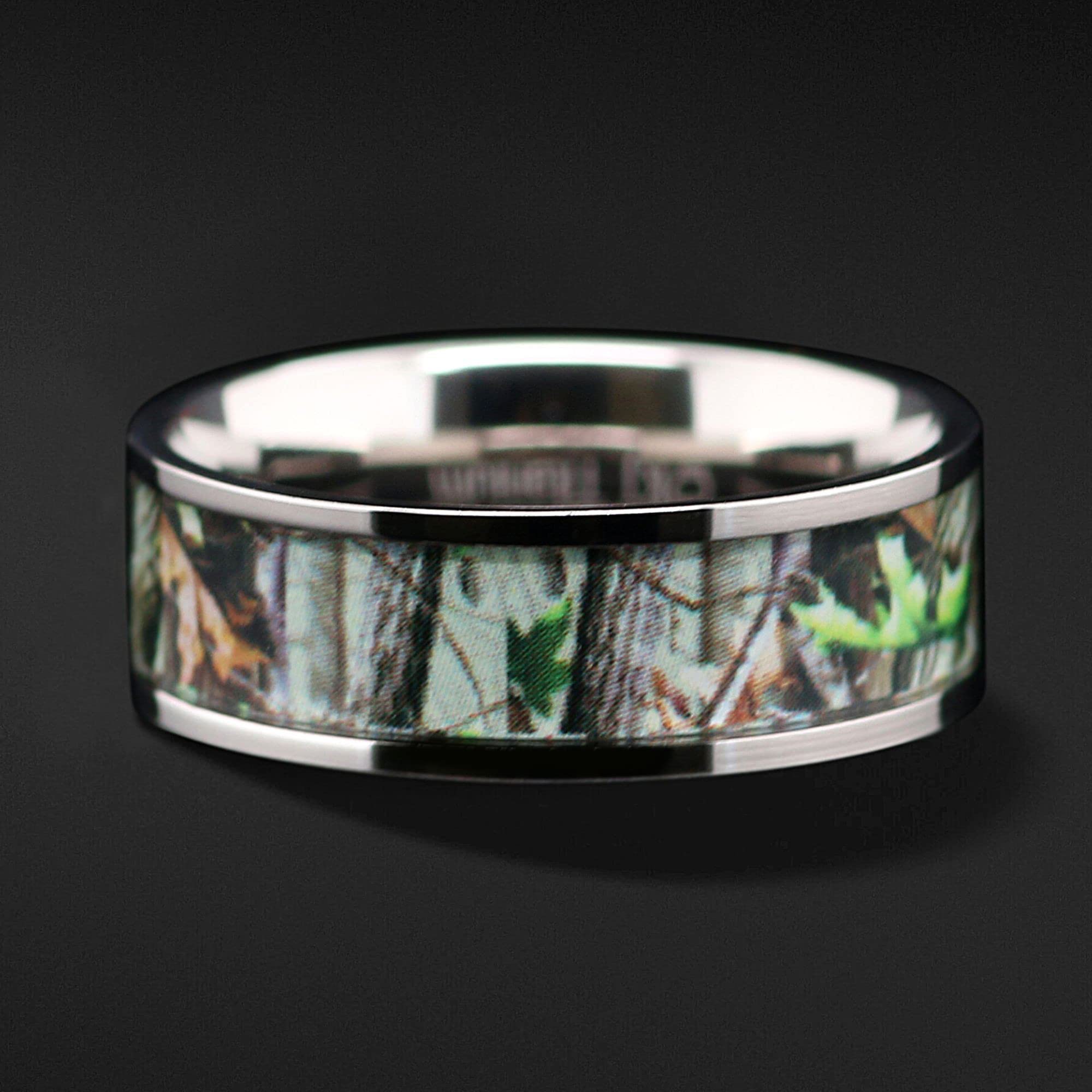 Camo Wedding Rings Set His and Hers 3 Rings Set, Stainless Steel and Titanium (Size His 08, Hers 09)