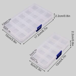 Guyuyii Bead Organizer - 4-Pack Adjustable Bead Organizers and Storage, 2 with 10 Grids and 2 with 15 Grids - Perfect for Craft Supplies and Jewelry Making