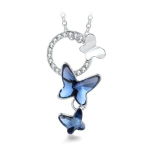 t400 blue purple pink butterfly crystal pendant necklace birthday gift for girls women