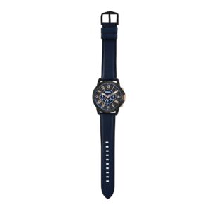 Fossil Men's Grant Quartz Stainless Steel and Leather Chronograph Watch, Color: Black, Navy (Model: FS5061)