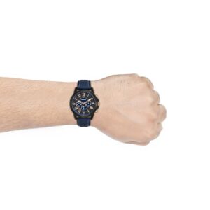 Fossil Men's Grant Quartz Stainless Steel and Leather Chronograph Watch, Color: Black, Navy (Model: FS5061)