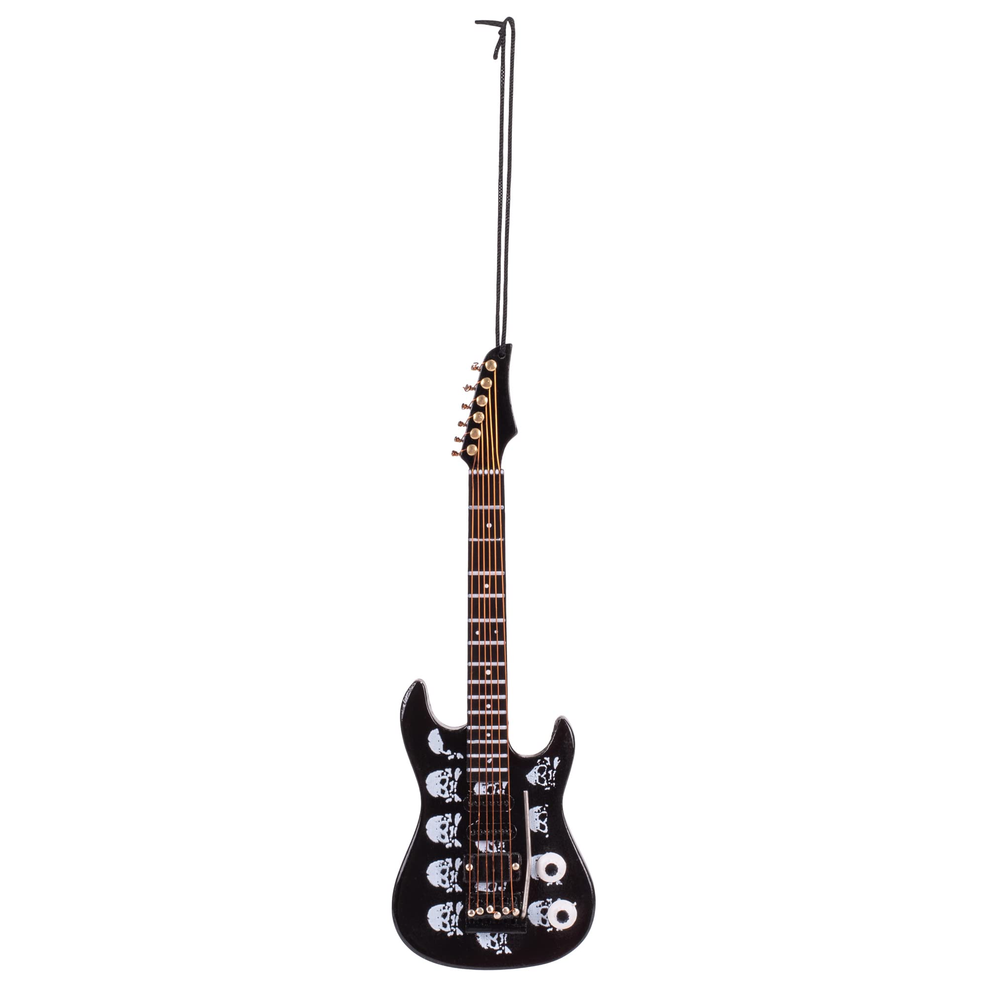 Broadway Gift Co Skulls Electric Guitar 5 inch Wood Hanging Ornament with Red Gift Box