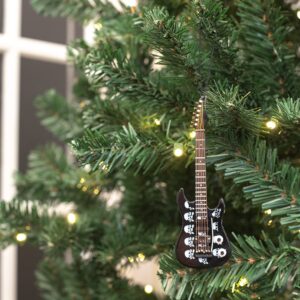 Broadway Gift Co Skulls Electric Guitar 5 inch Wood Hanging Ornament with Red Gift Box