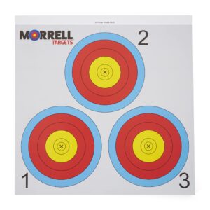 Morrell Targets 17 Inch Archery NFAA Official Size 3 Spot Card Stock Paper Training Target Face Set, 100 Count Pack, No FPS Rating Archery Target