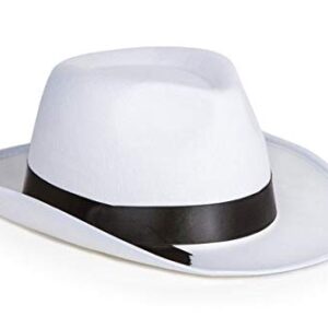 Kangaroo White Fedora Brim Felt Church Hat Men Women I Summer Beach Sun Hat with Band I Men's 1920s Gatsby Gangster Costume