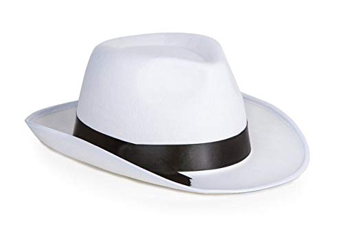 Kangaroo White Fedora Brim Felt Church Hat Men Women I Summer Beach Sun Hat with Band I Men's 1920s Gatsby Gangster Costume