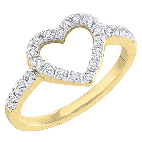 Dazzlingrock Collection 0.18 Carat (Cttw) 10K Round Diamond Women Heart Engagement Ring, Yellow Gold, Size 8.5