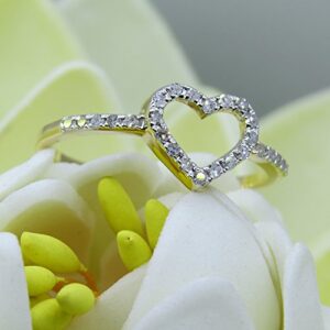 Dazzlingrock Collection 0.18 Carat (Cttw) 10K Round Diamond Women Heart Engagement Ring, Yellow Gold, Size 8.5