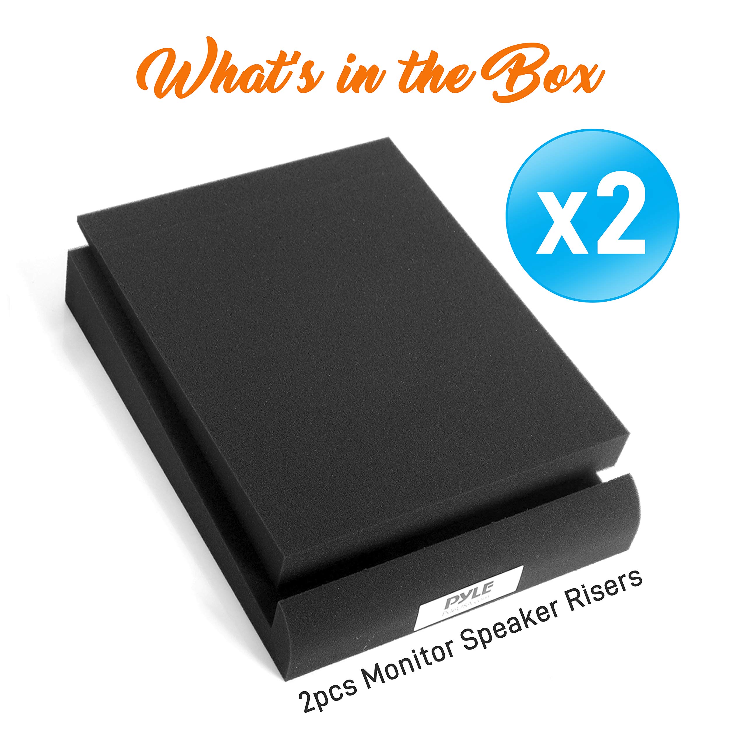 Pyle Sound Dampening Speaker Riser Foam - Audio Acoustic Noise Isolation Platform Pads Recoil Stabilizer For Studio Monitor, Subwoofer, Loud Speakers - Pyle PSI03 - Pack of 2,Black