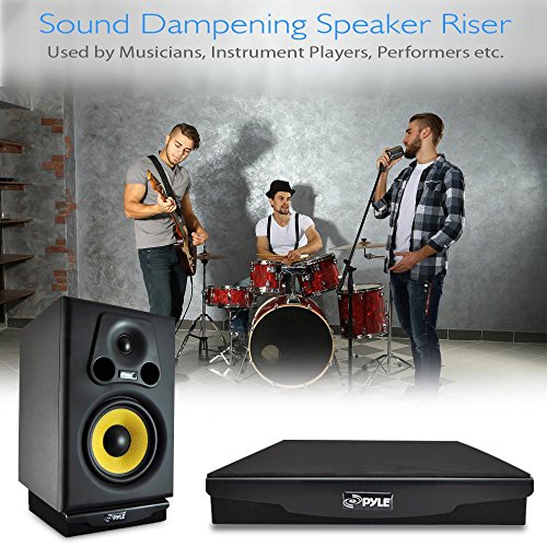 Pyle Sound Dampening Speaker Riser Foam - Audio Acoustic Noise Isolation Platform Pads Recoil Stabilizer w/ Rubber Base Pad For Studio Monitor, Subwoofer, Loud Speakers - PSI04 (7.5 x 9.1 x 2.3 Inch)