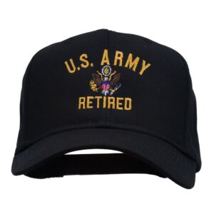 e4hats.com us army retired military embroidered cap - black osfm