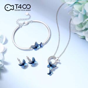 T400 Blue Purple Pink Crystal Butterfly Lever Back Earrings Birthday Gift for Women Teen Girls