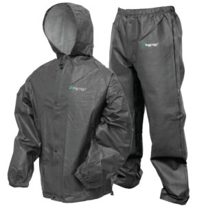 frogg toggs men's pro lite suit, waterproof, breathable, dependable wet weather protection, carbon black, small-medium